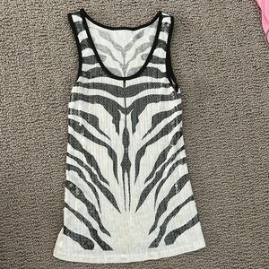 Zebra Print Sequin Tank Top